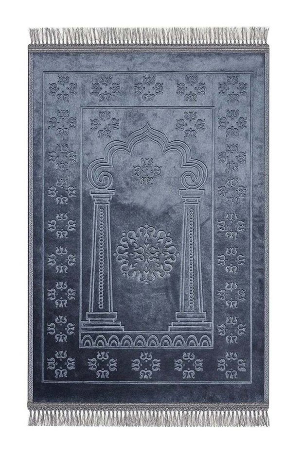 Fabienne Islamic Prayer Mat 70x110cm Smooth Velvet Texture Anti-Slip Premium Prayer Rug Compact Size