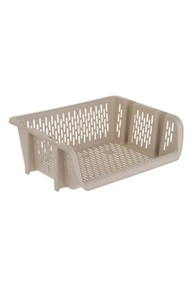 Stackable Open Storage Basket Beige 39x30.5x13cm