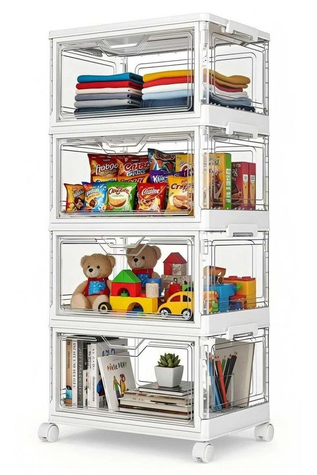 ZIMNEST Stackable Plastic Storage Bins with Lids & Wheels – Collapsible/Folding Multi-Purpose Contai