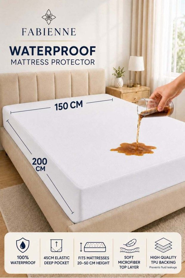 Fabienne Waterproof Mattress Protector Double High Absorption Microfiber+TPU Pad Cover for Pets Kids