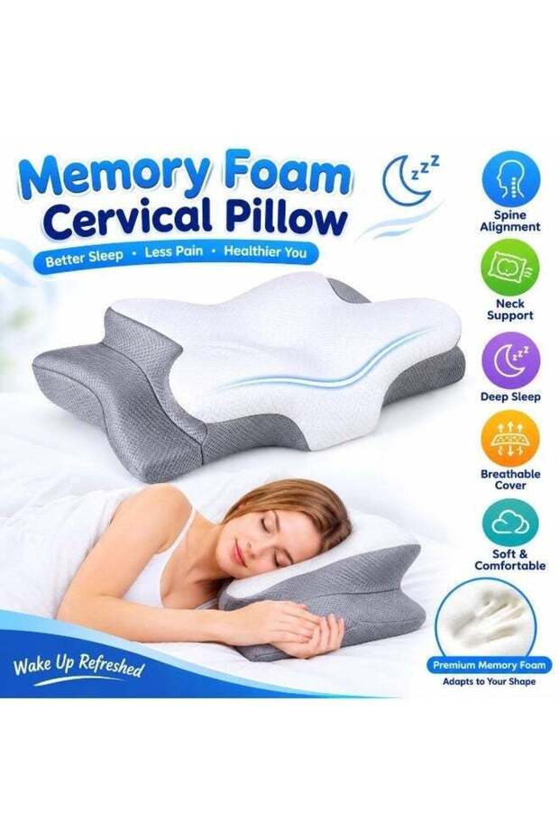 NYVIO Memory Foam Cervical Pillow, 2 in 1 Ergonomic Contour Orthopedic Pillow for Neck Pain, Contour