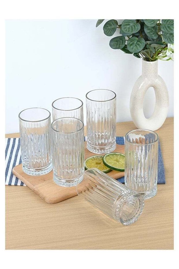 Ollieroo Drinking Glasses Set of 6, 470ml Hiball Soda Lime Glasses, Kitchen Water Glasses Cup, Bar T