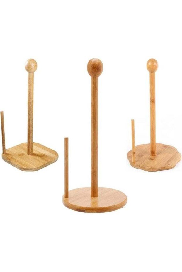 MOMENT 1 Pack Bamboo Roll Holder Countertop Tissue Stand Bamboo Paper Towel Holder Kitchen Paper Tow