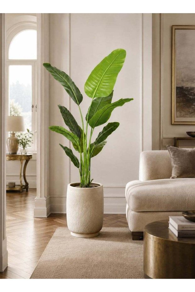 Zvezvia Artificial Banana Tree, Featuring Large Simulated Tropical Leaves With Adjustable Stems For