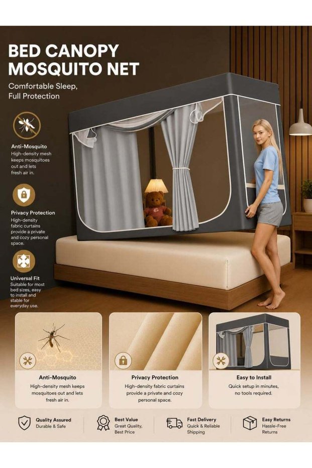 DEONy. Bed Canopy Tents Curtain Blackout Curtain Single Bed Tent Curtain Student Shading Cloth Bed C