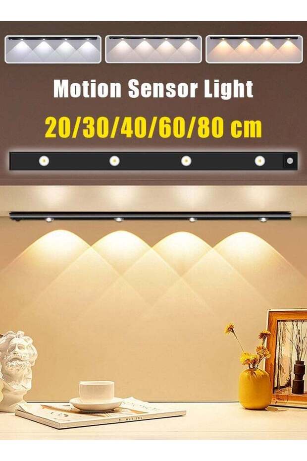 MITOYO Motion Sensor Light - Aluminum Alloy LED Light - Cordless Under Cabinet Light - White, Warm,