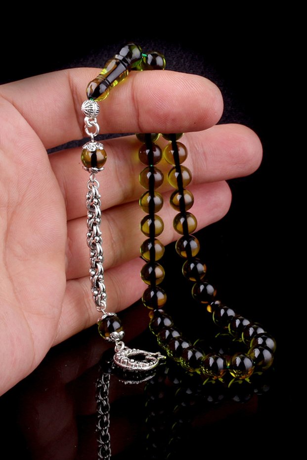 Dew Squeeze Amber Moon Star Tassel Prayer Beads