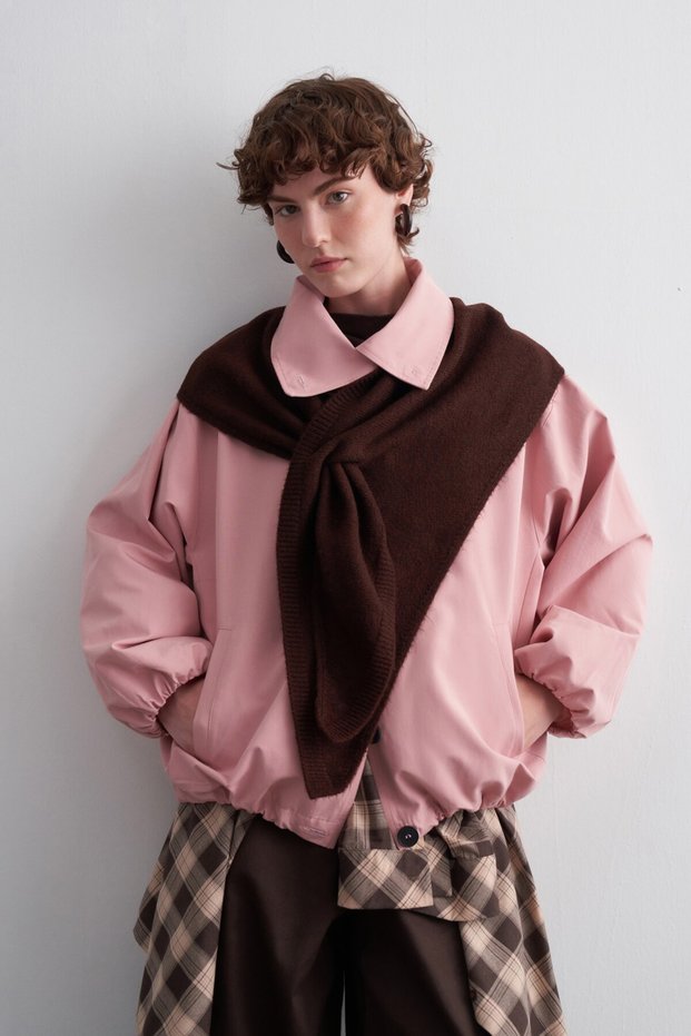 Knitwear Plain Shawl Brown