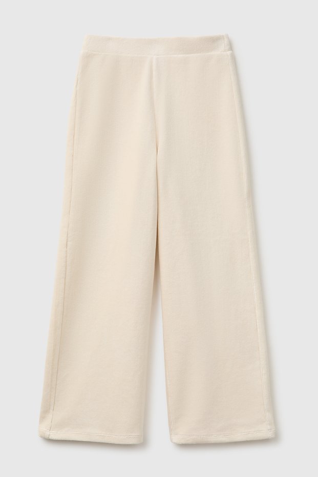 Girl's cream back logo embroidered straight palazzo pants