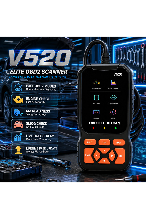 2026 New V520 Professional Obd2 Car Diagnostic Tool Support 8 Languages Auto Code Reader Scanner Cle