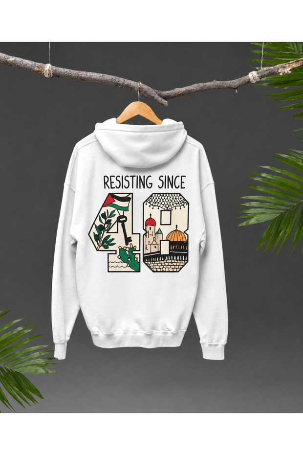 Palestine Themed “Resisting since 1948” Printed Hooded Sweatshirt