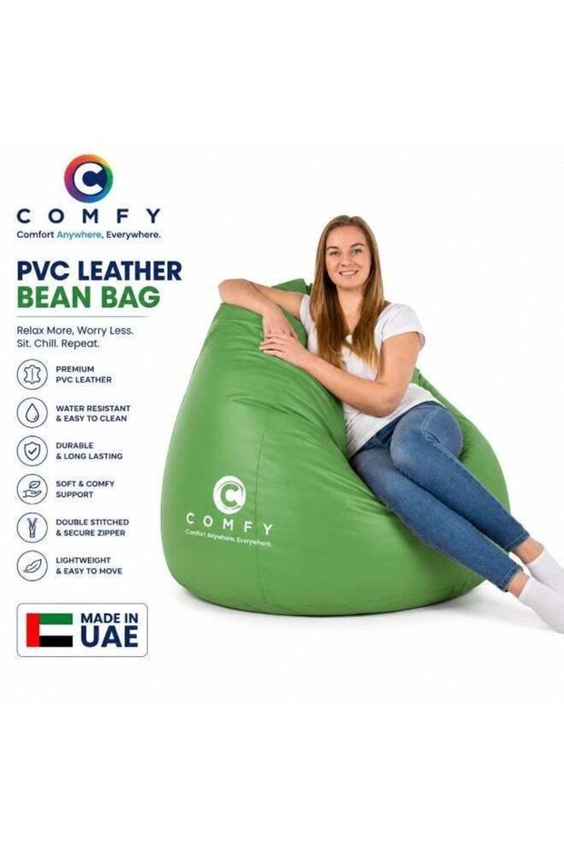 COMFY GREEN ADULT FAUX LEATHER MULTI PURPOSE BEAN BAG WITH VIRGIN BEAN FILLING
