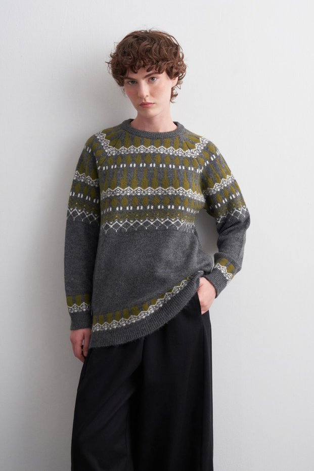 Nordic Patterned Knitwear Sweater Gray