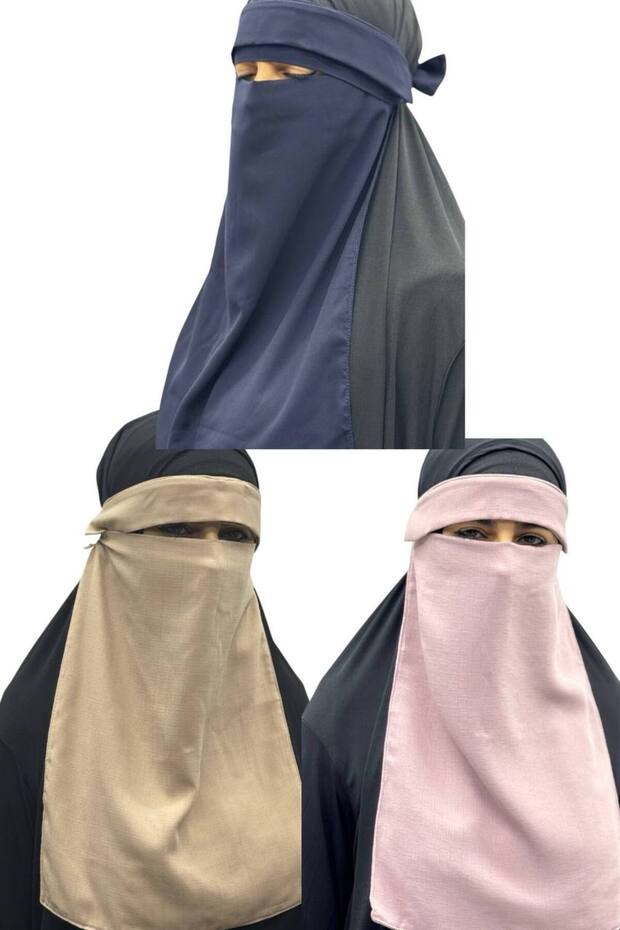 3 Pieces Hijab Medina Silk Eye-Veiled Veil Nikab
