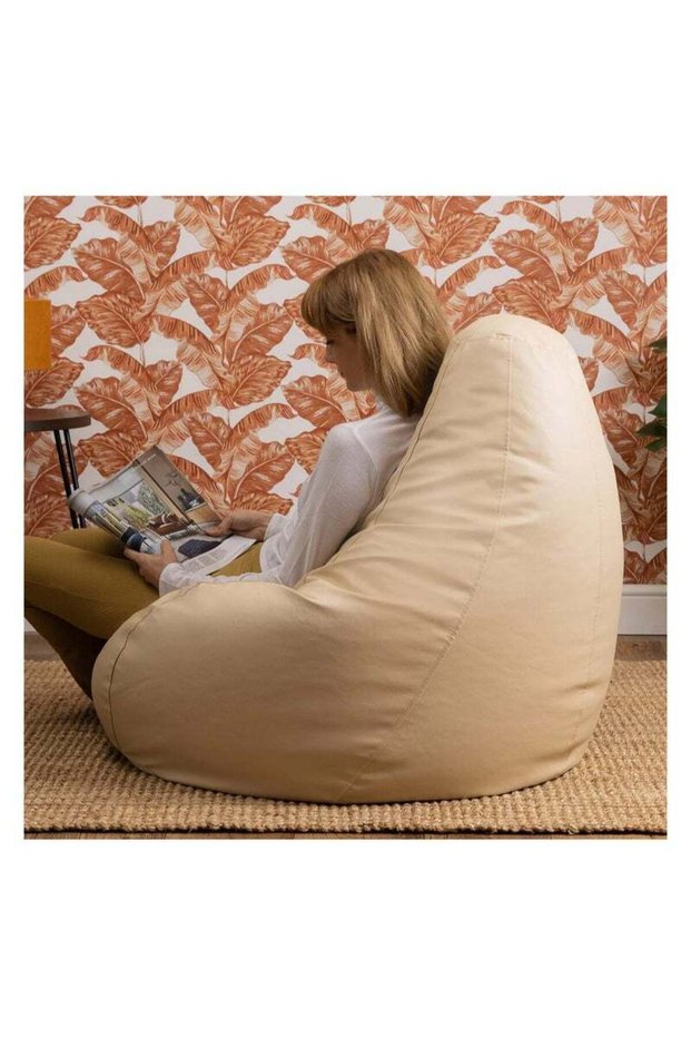 Comfy Pvc Beige Classic Large Bean Bag With Bouncy Beans Filling