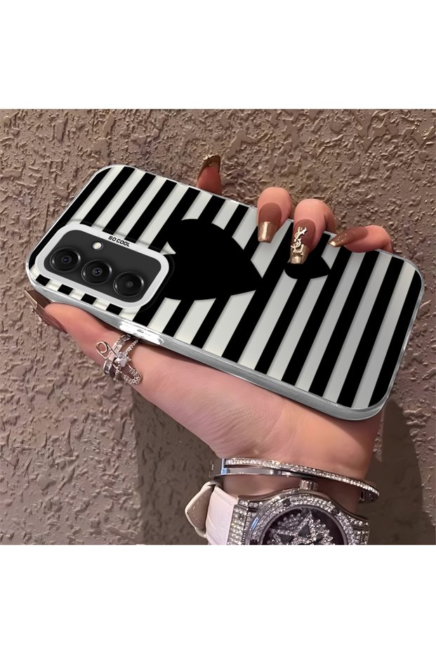 Samsung Galaxy A16 4G/5G Compatible Striped Black Case, Shockproof Silicone, Stylish