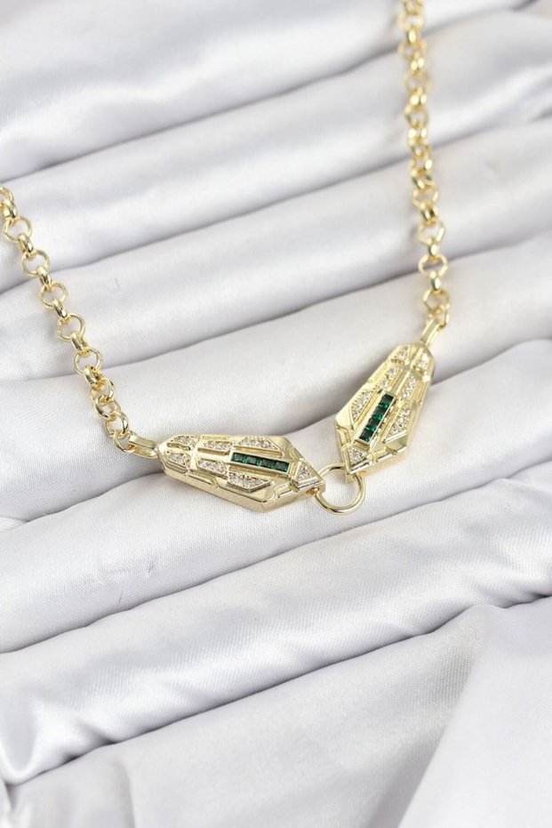 Brass Gold Color Zircon Stone Serenay Necklace Tj-Bko11130