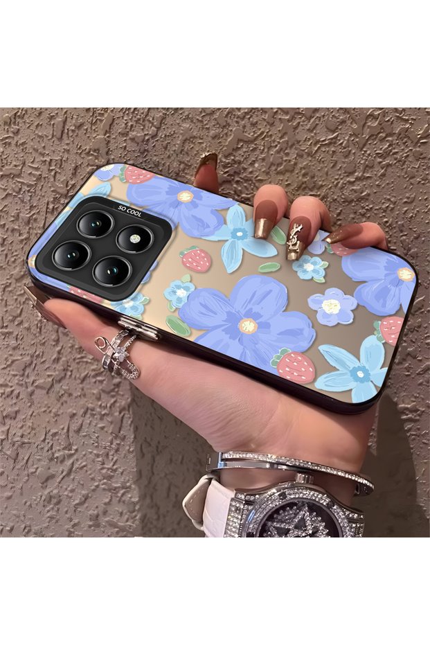 Mi 14t Compatible Floral Strawberry Mix Patterned Case, Protective, Daily Use