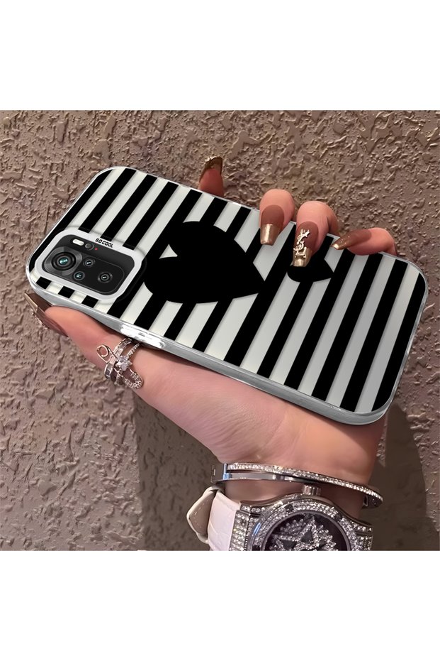 Poco M5S Compatible Striped Black Case, Shockproof Silicone, Stylish
