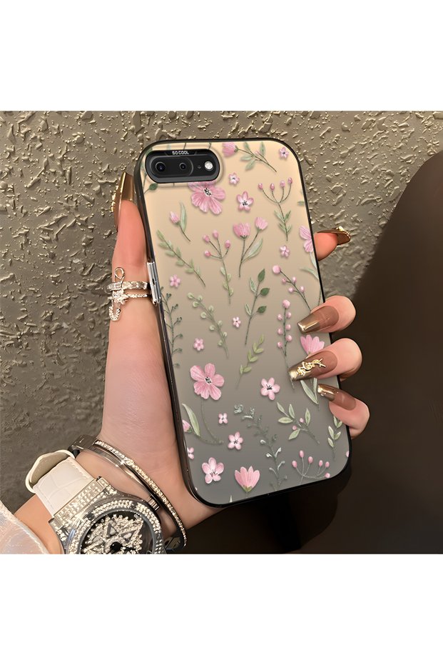 Pink Branch Flower Case Compatible with iPhone 7 Plus/8 Plus, Shockproof Silicone, Stylish