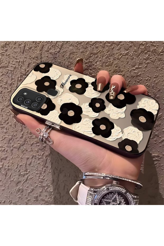 Samsung Galaxy A21S Compatible Oil Painting Style Floral Printed Case, Long-Lasting, Elegant