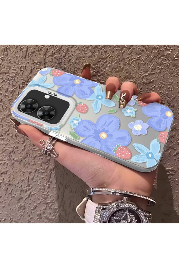 Realme Note 60 Compatible Floral Strawberry Mix Patterned Case, Protective, Daily Use