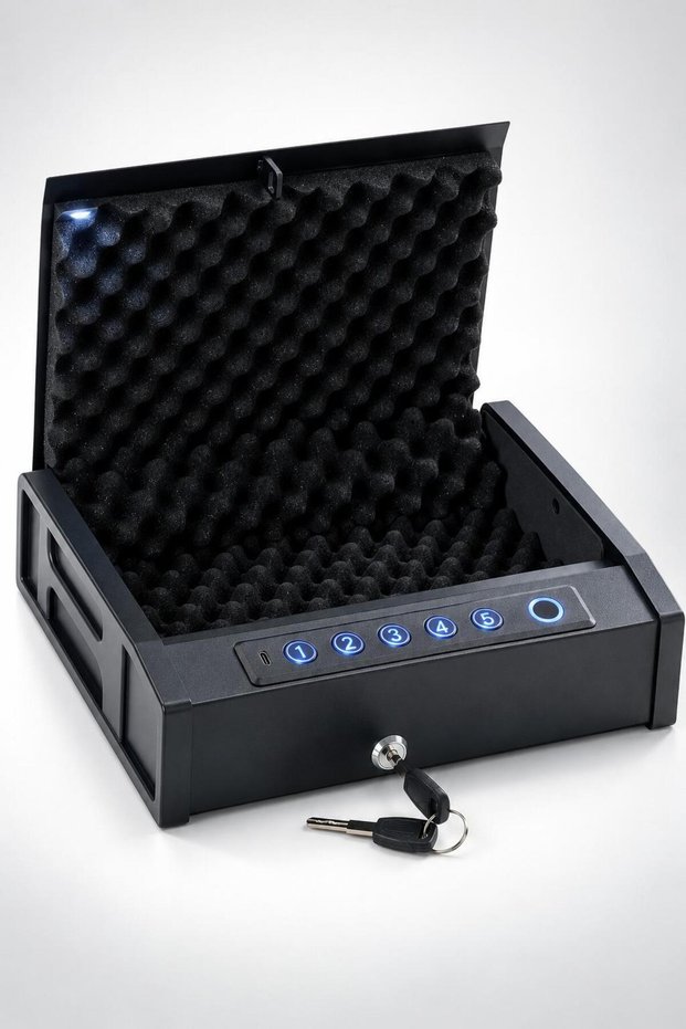 Fingerprint Password Gun Safe Portable Metal Safe with Key 32X25X8 cm