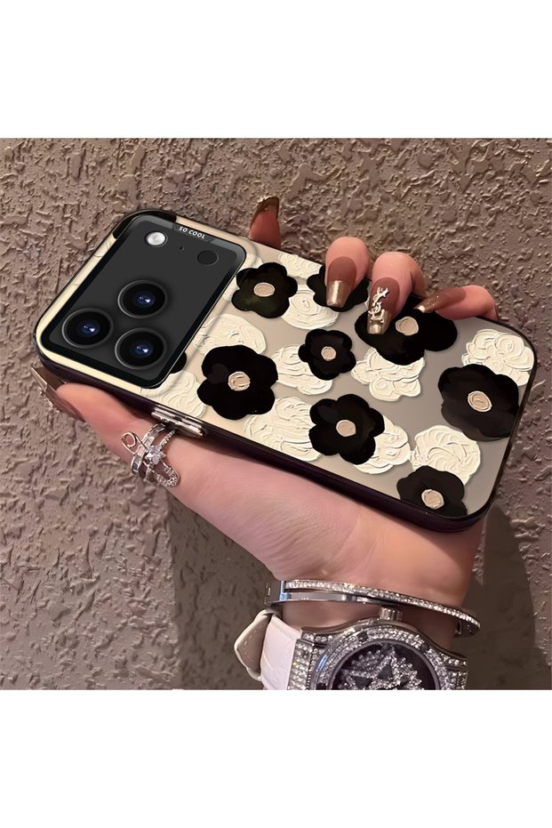 iPhone 17 Pro Compatible Oil Painting Style Floral Print Case, Long-Lasting, Elegant