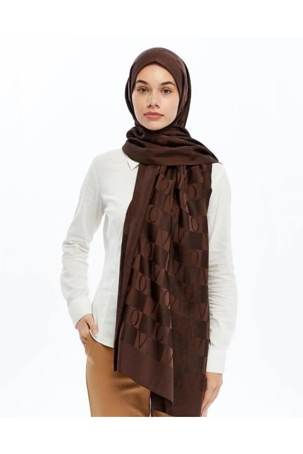 Alia Shawl - Checkered Pattern - Bitter Brown