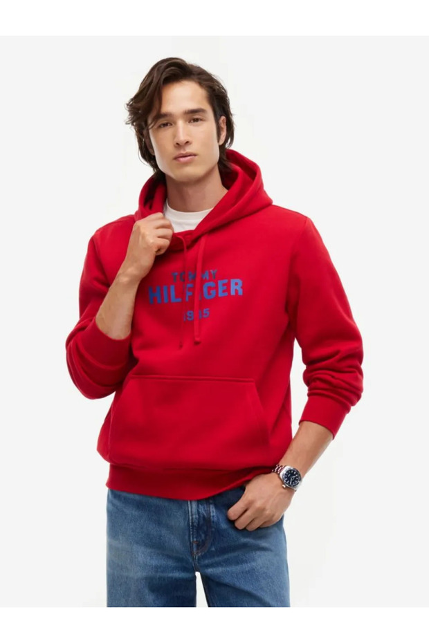Men's Brand Logo Red Sweatshirt Suitable for Daily Use