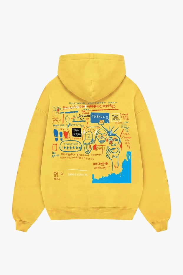 Basquiat Graffiti Yellow Oversize Hoodie