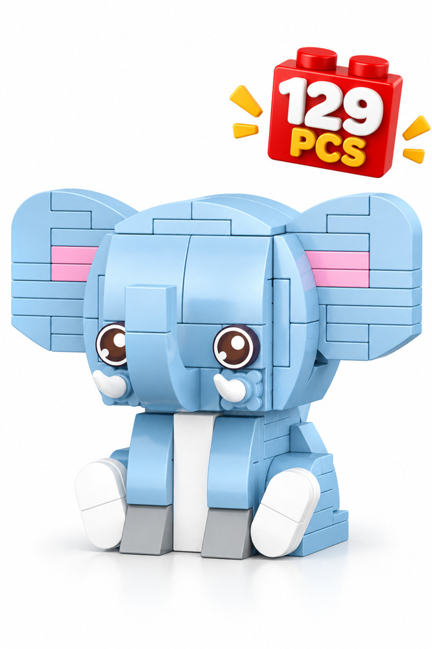 129 Piece Mini Block Elephant Figure Building Set 3D Animal Toy for Ages 6+