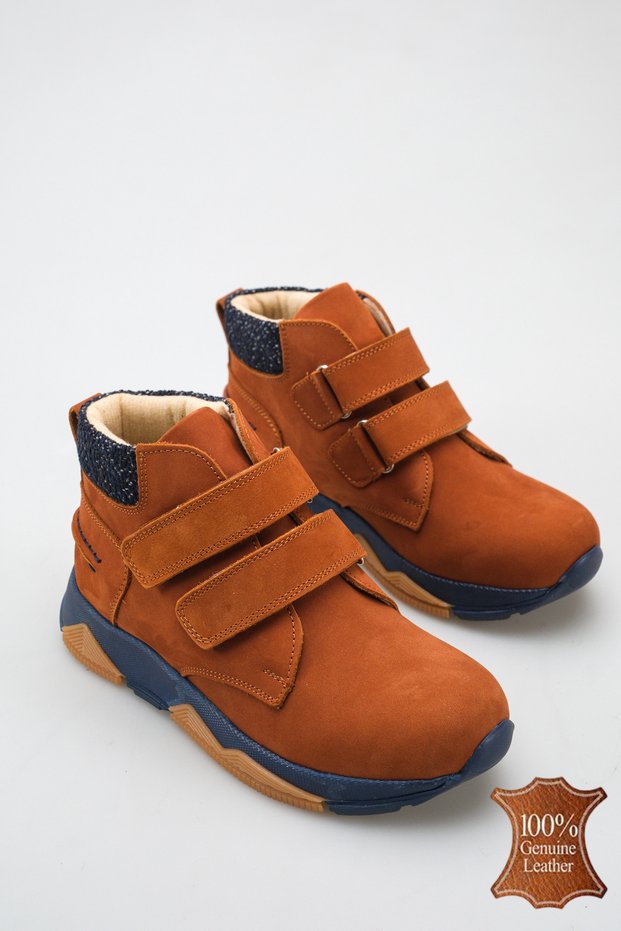 Genuine Leather Orthopedic Non-Slip Sole Waterproof Velcro Boys' Boots