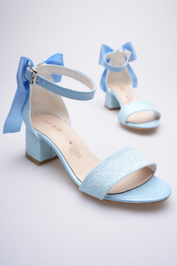 Blue Girls' Glittery Heeled Shoes