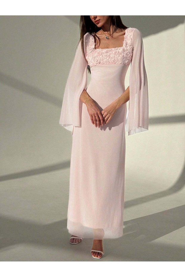 Rochie maxi, roz