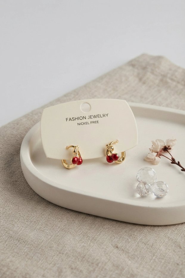 Brass Gold Color Cherry Model Children's Earrings
