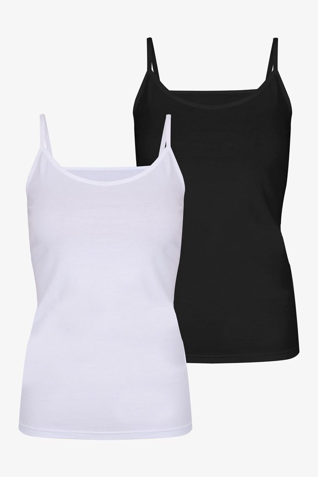 Women's 2-Piece Cotton Basic Rope Strap Tank Top