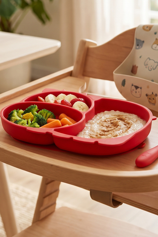 Baby Food Plate with Vacuum-Sealed Compartments