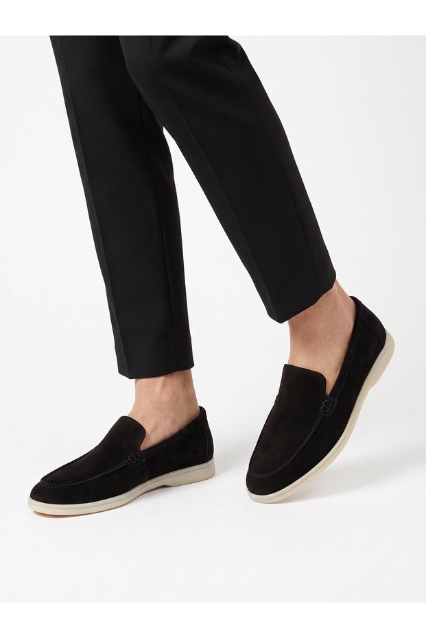 Black Genuine Leather Stylish Comfortable Espadrille Men's Casual Shoes Loafer 6K020-217