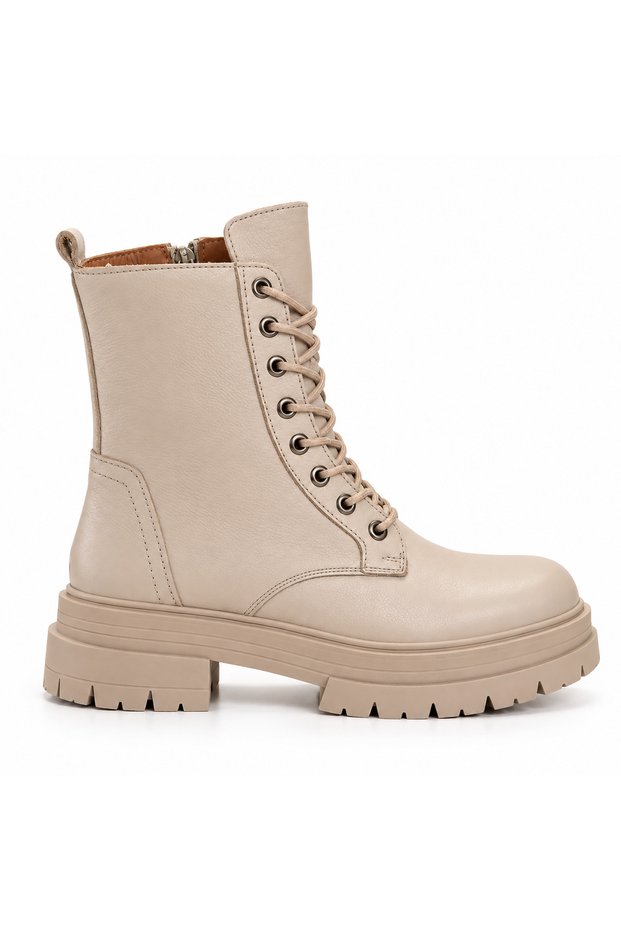 Linnea Beige Genuine Leather Women's Boots
