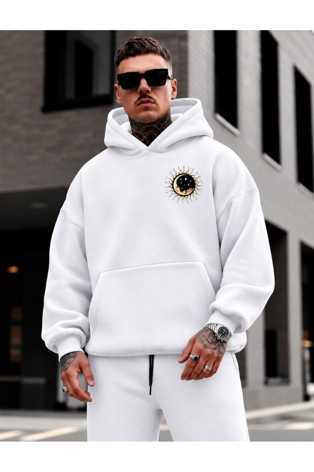 Men's 3 Thread Thick Fabric Oversize Printed Hoodie Premium Quality Hooded Sweatshirt