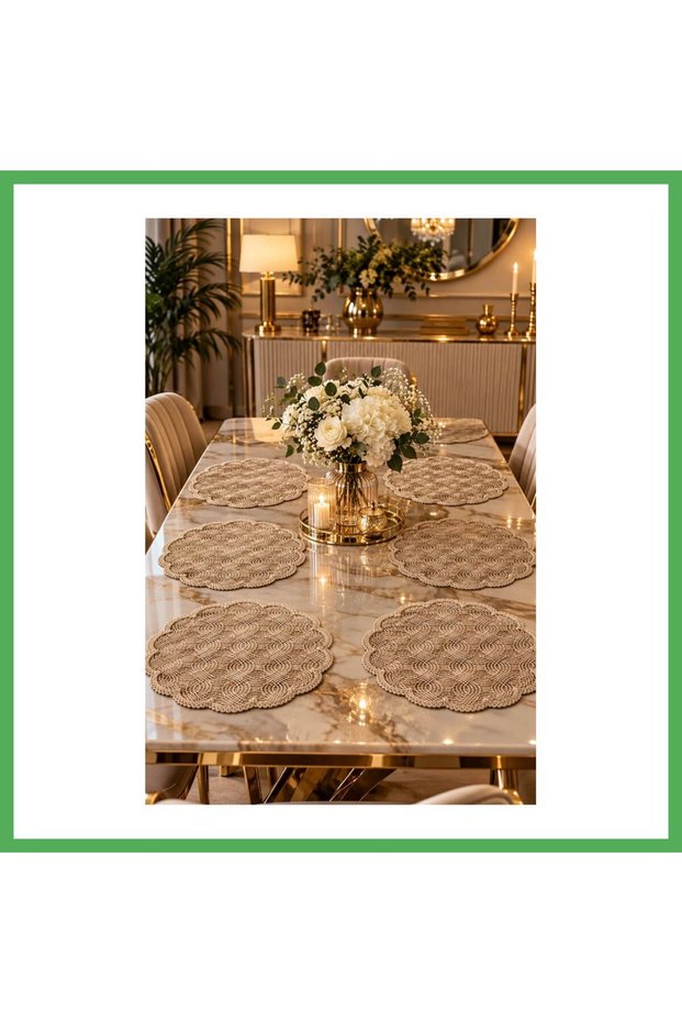 6-Piece Lace American Service Plate Set 35×35 cm Decorative Round Tableware Presentation Bezoss