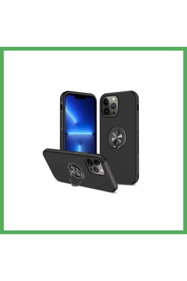 iPhone 13 Pro Max Compatible Case Elite Ring Cover - Black Bezoss