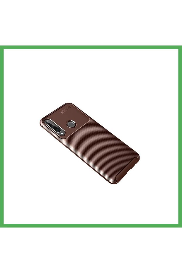 Huawei Y6P Compatible Case Auto Focus Carbon Cover - Brown Bezoss