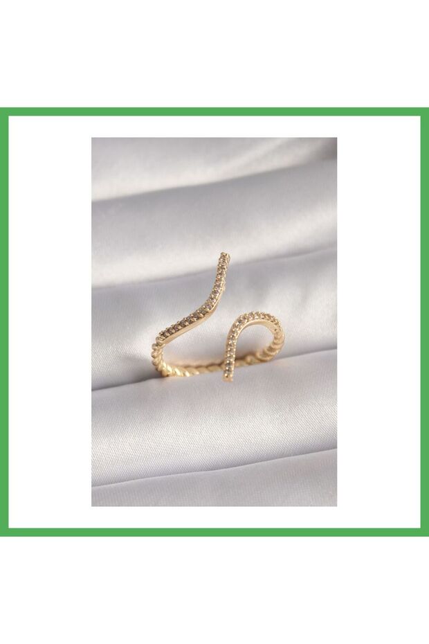 Brass Gold Color Zircon Stone Women's Ring Bezoss