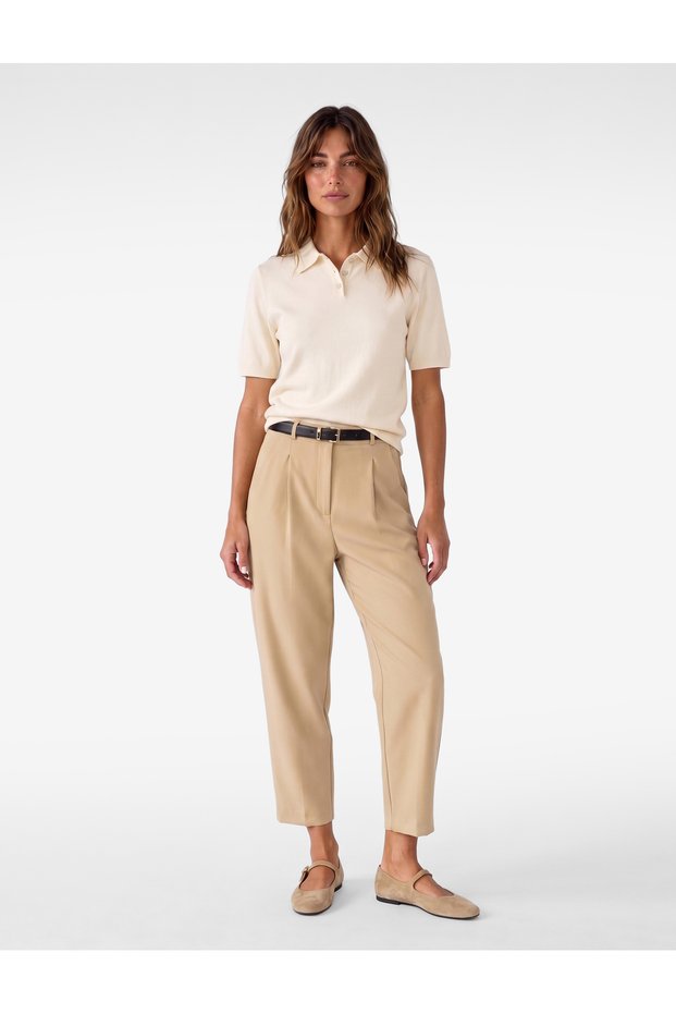 Women Beige Plain Trousers