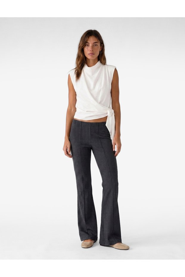 Women Grey Striped Trousers