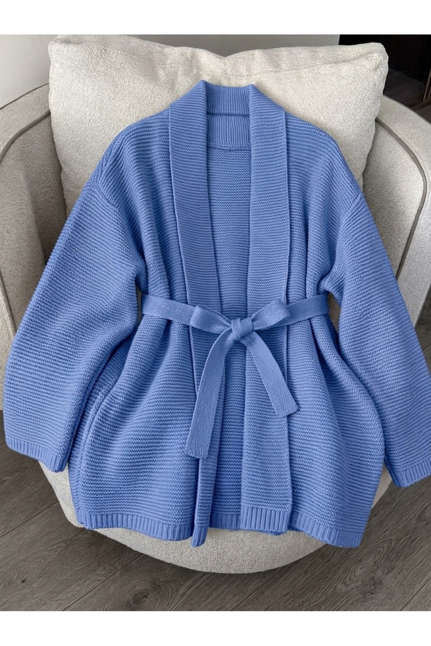 Women's Belted Oversize Knitwear Tie-Up Cardigan, Jacket