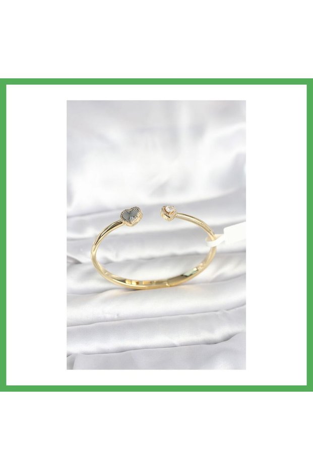 Brass Gold Color Heart Model Women's Handcuff Bracelet Bezoss