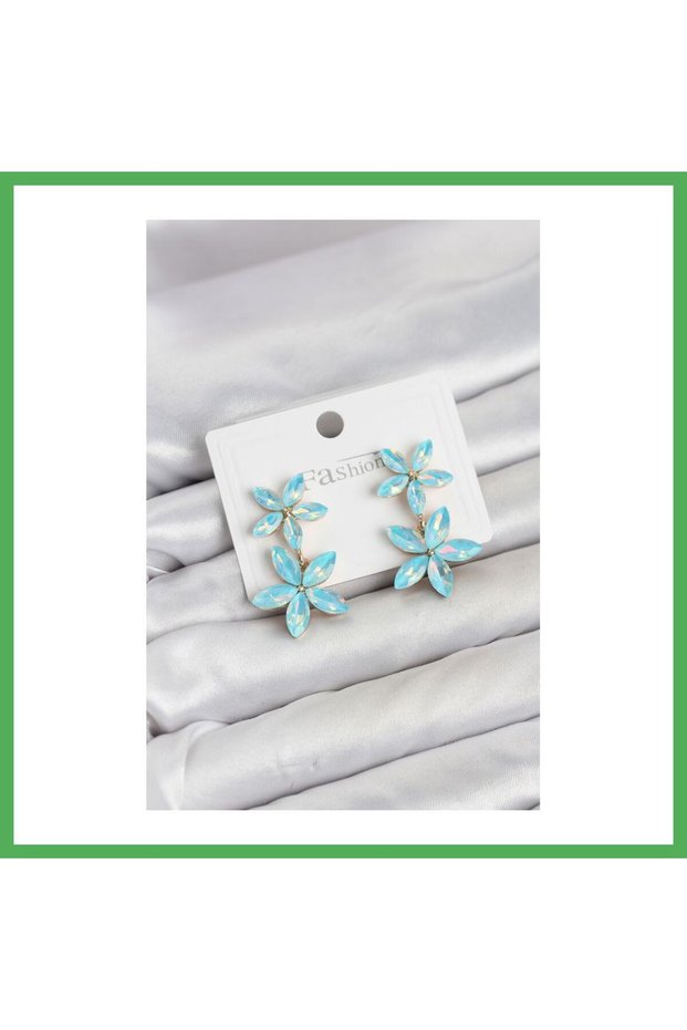 Ice Blue Crystal Flower Earrings Bezoss